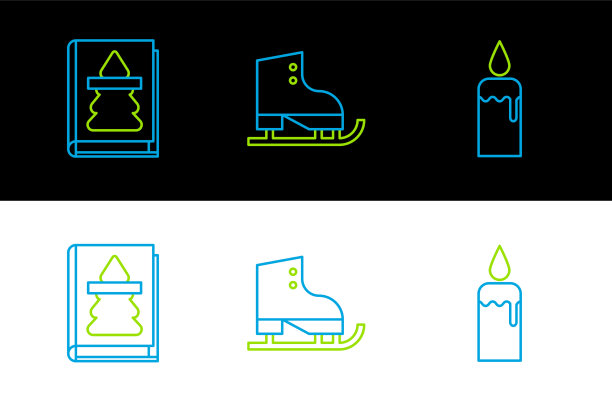 在烛台圣诞节设置线燃烧蜡烛图片下载