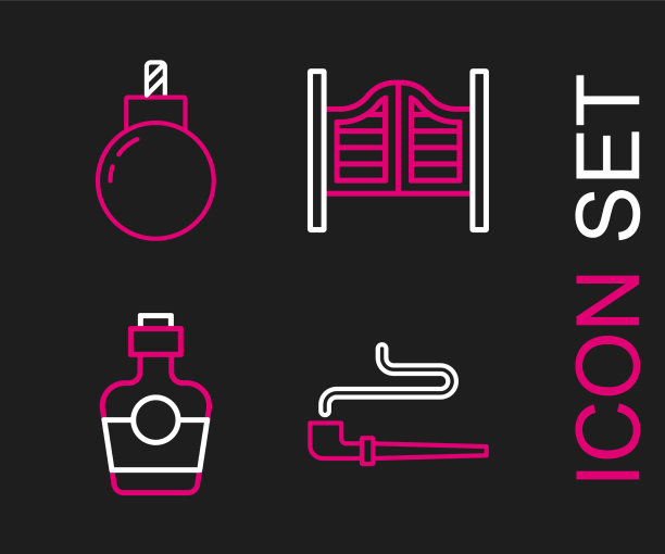 设置线吸烟烟斗龙舌兰瓶沙龙门图片下载