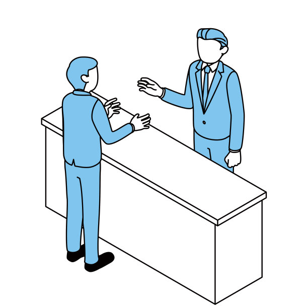 在接待处接待顾客的工作人员。图片下载