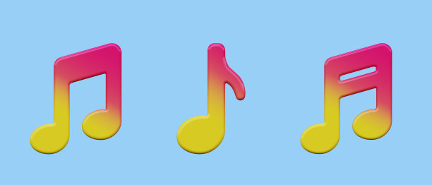 音乐音符图标设置。三维渲染图片下载