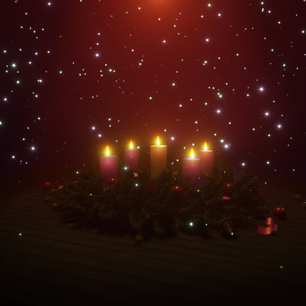 降临节花环和蜡烛图片下载