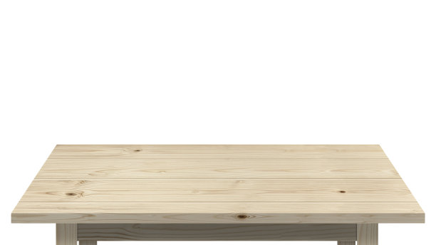 桌面隔离在白色背景上的空质朴木桌，用于蒙太奇产品展示或设计重点视觉布局。带剪切路径图片下载
