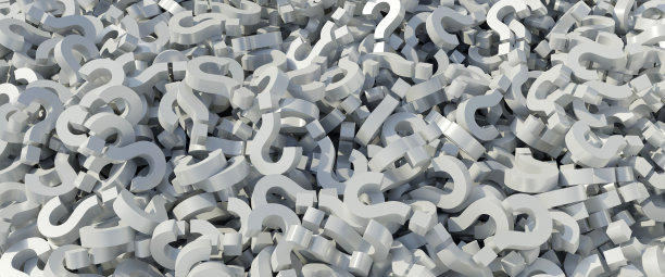 问号白色背景，横幅。常见问题的概念。3 d图片下载