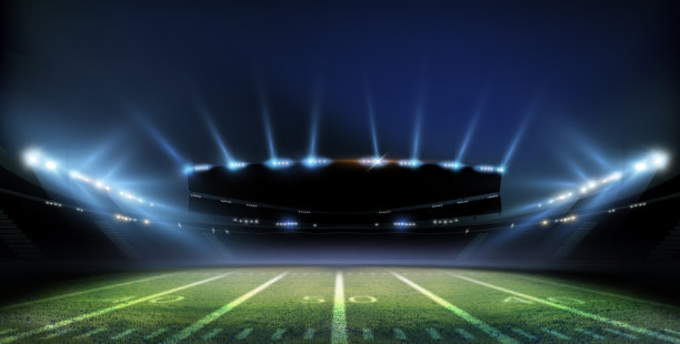 绿色的足球场，明亮的聚光灯，图片下载
