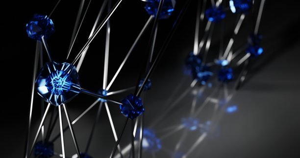 漂亮的抽象金属结构，蓝宝石，3d渲染图片下载