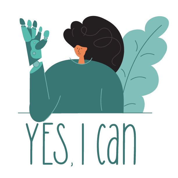 妇女出生异常，残疾人做了钛植入或假手。关于仿生工程的海报矢量插图。图片下载