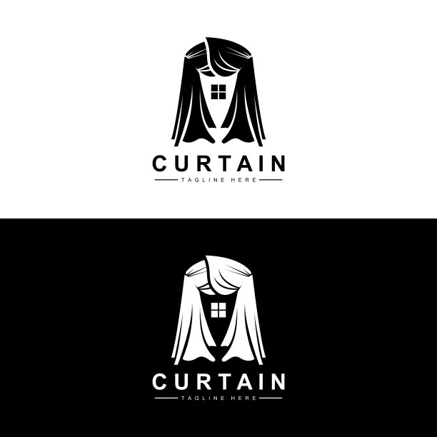 家居及展览帷幕Logo设计，建筑装饰矢量插画图片下载