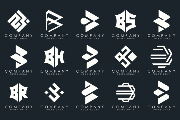 一套创意字母B标志设计模板。图标为商务的奢华、优雅、简约。图片下载
