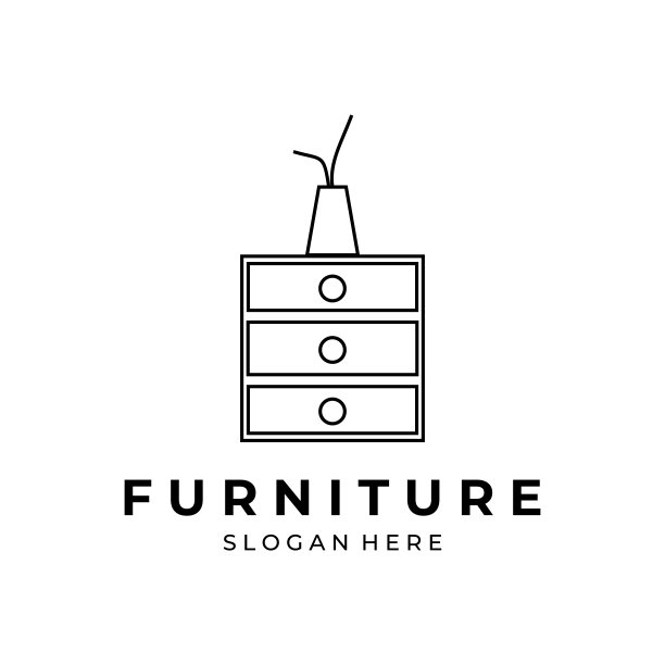 极简主义家具标志线艺术矢量插画设计图片下载