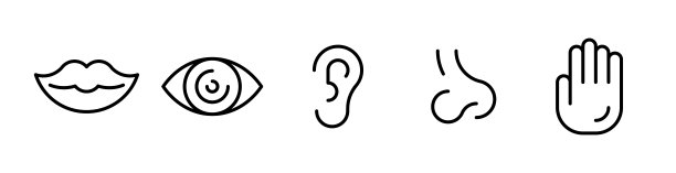 勾勒出五种人类感觉的图标集图片下载