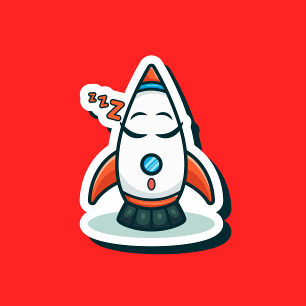 可爱可爱的卡通机器人技术飞行宇航员火箭插图贴纸图标吉祥物标志图片下载