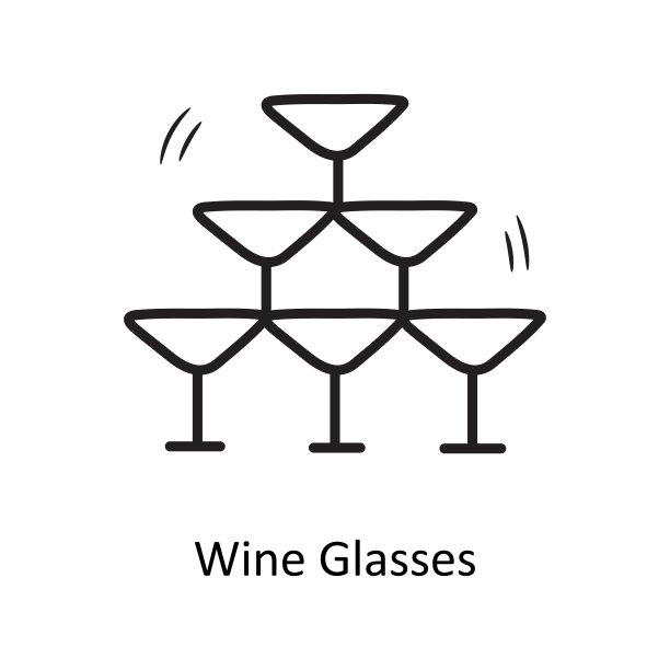 酒杯矢量轮廓图标设计说明。派对和庆祝符号在白色背景EPS 10文件图片下载