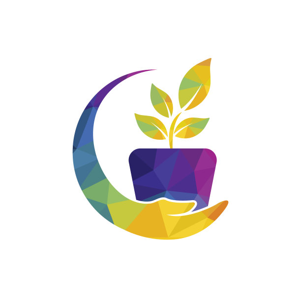 花盆在手矢量标志设计。园林护理标志设计概念。图片下载