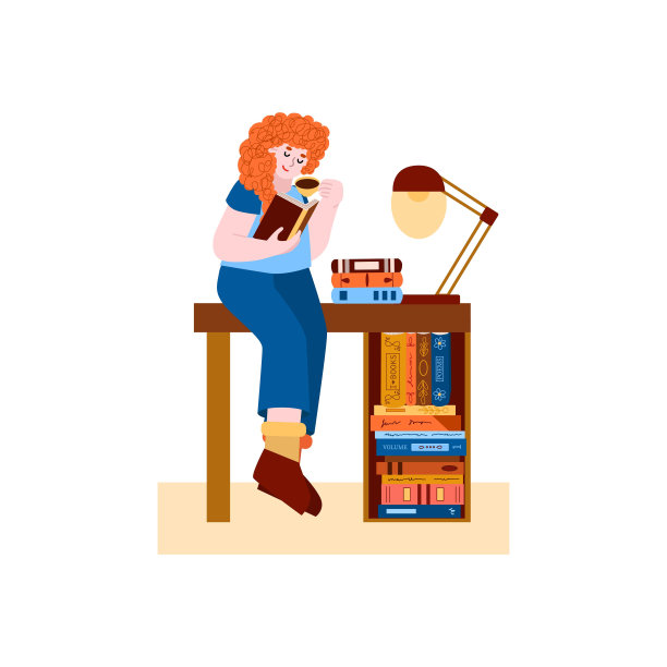 小女孩正坐在桌子上看书图片下载