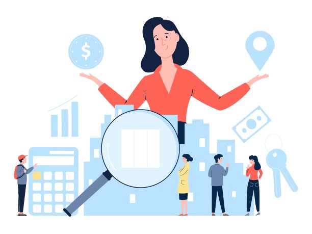 房地产房屋估价，物业估价。按揭购买新房，代理评估公寓。专业的租赁服务最近矢量概念图片下载