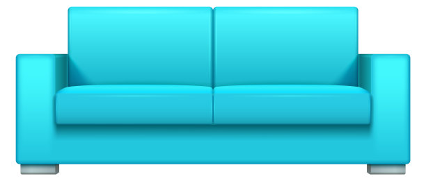 蓝色的沙发。卡通沙发。休闲家具图标图片下载