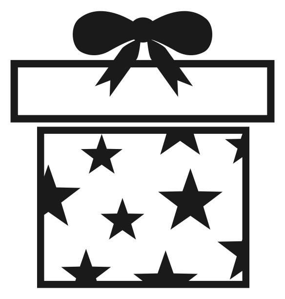 星形包装纸礼盒。目前黑色图标隔离在白色上图片下载
