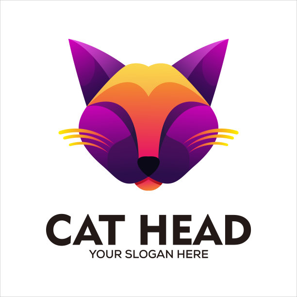 矢量优雅的猫头标志矢量图片下载