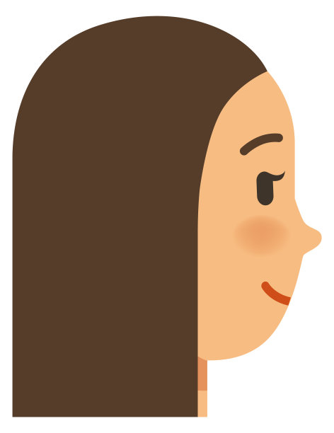 女孩头像。可爱的卡通人物侧视图图片下载