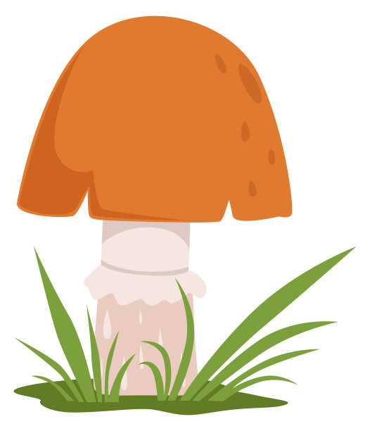 林地自然元素。帽环卡通蘑菇图片下载