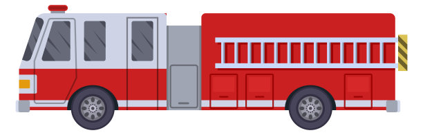 消防车侧视图。红色城市交通卡通图标图片下载
