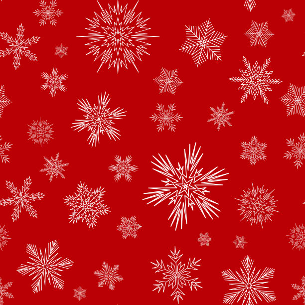 圣诞无缝花纹配雪花，冬日喜庆点缀图片下载