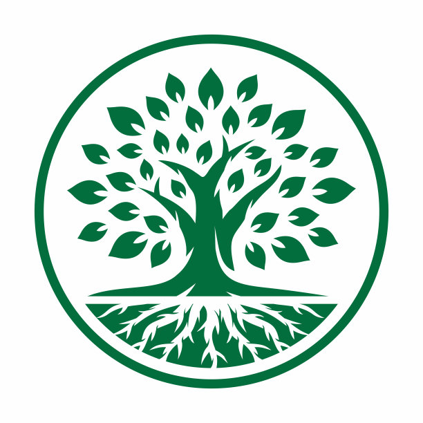 橡树标志设计矢量插图图片下载