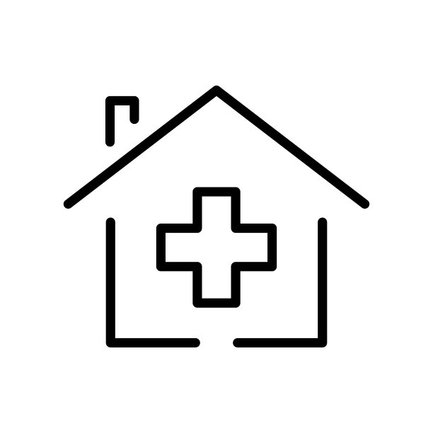 带医院加号的房屋图标插图。线性图标样式。与医疗保健相关的图标。简单的可编辑矢量设计。64 x 64像素完美图片下载