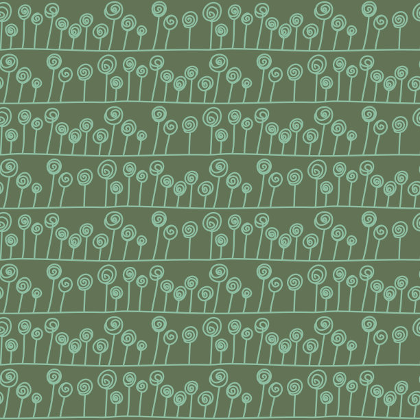 波西米亚民族装饰有机植物无缝图案绿色沼泽色插图图片下载