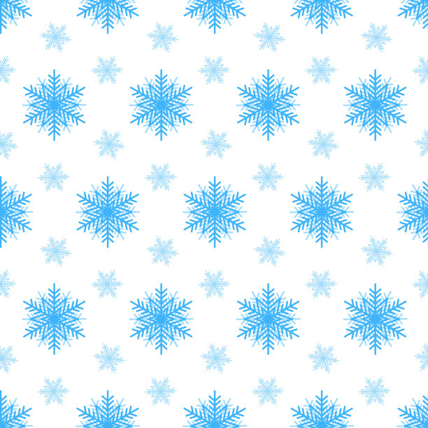 雪圣诞节无缝图案，蓝色雪花在白色图片下载