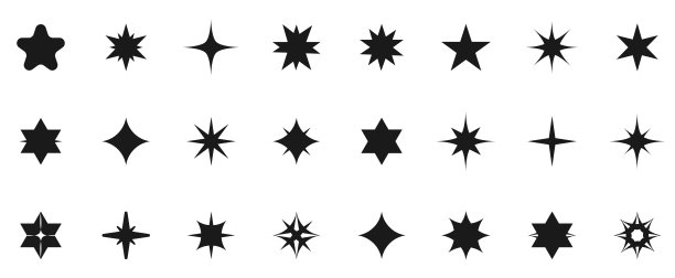 收集不同的黄金闪闪图标。图片下载