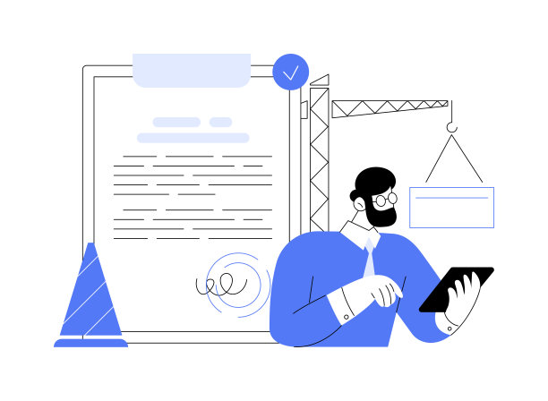 建筑许可抽象概念矢量插图。图片下载