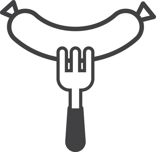 香肠与叉子插图在极简风格图片下载