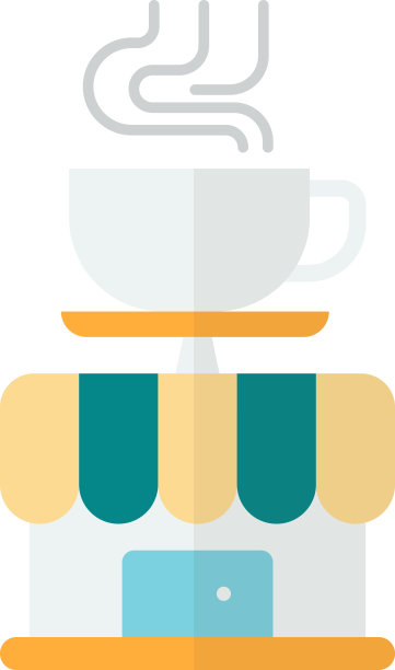 极简风格的咖啡店建筑插图图片下载