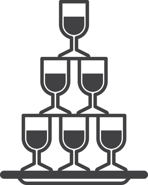 堆叠酒杯插图在极简风格图片下载
