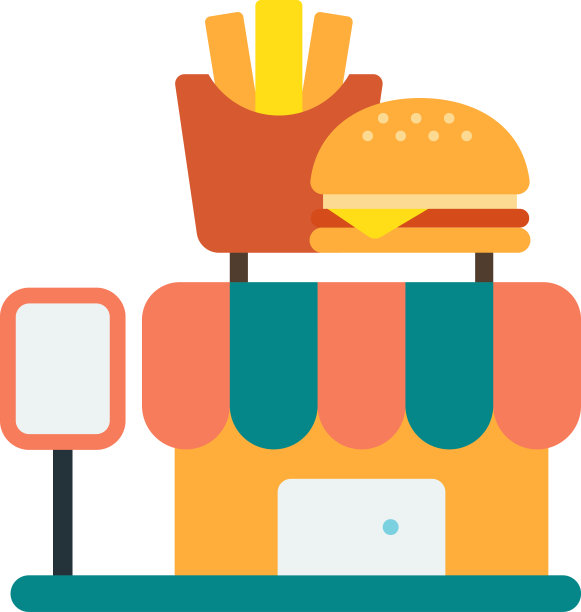 极简风格的汉堡店建筑插图图片下载