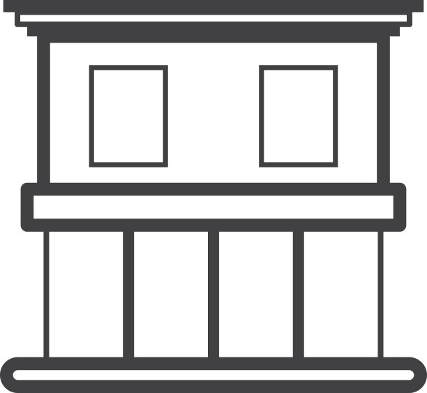 极简风格的两层房屋建筑插图图片下载
