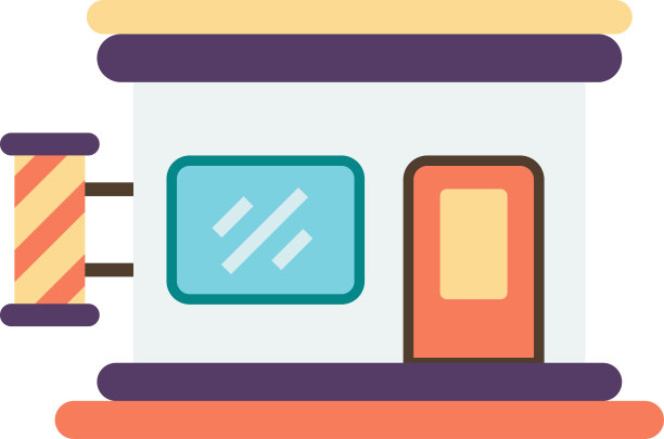 极简风格的发廊建筑插图图片下载