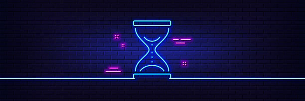 时间沙漏线图标沙表霓虹灯标志图片下载