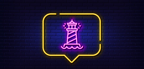 灯塔线性图标：探照灯塔标志图片下载