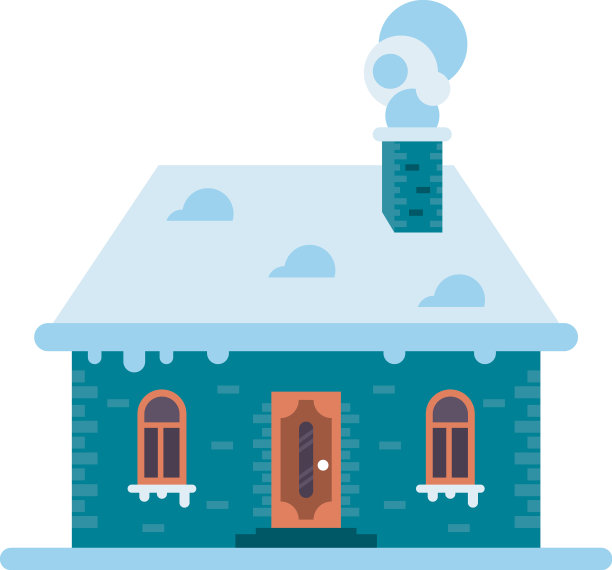 有雪的绿房子图片下载