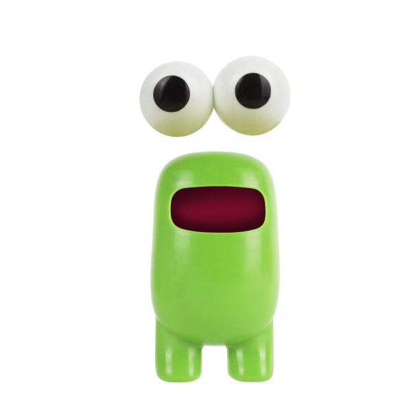 疯狂的怪物外星人与突出的眼睛上面孤立的白色背景。有趣的眼球图像创意照片图片下载