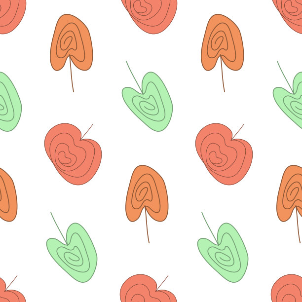 苹果黄红蔬菜无缝图案，梦幻涂鸦背景图片下载