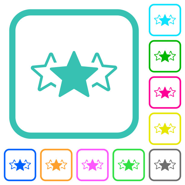 三颗星评级交替生动的彩色平面图标图片下载