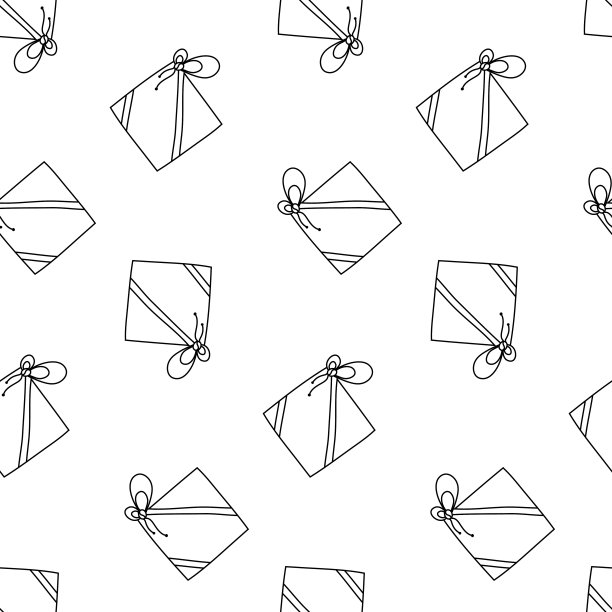 礼品带彩带，手绘无缝图案图片下载