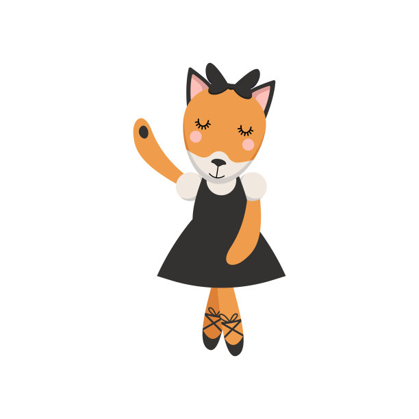 福克斯卡通人物作为芭蕾舞演员在黑色芭蕾舞裙图片下载