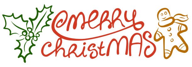 横幅-圣诞快乐，冬青，姜饼人。图片下载