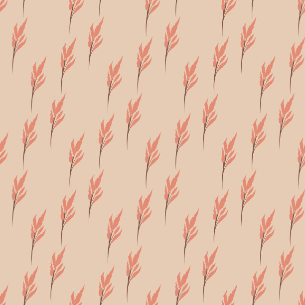 无缝图案粉红色圆锥花序芦苇在黄色背景图片下载