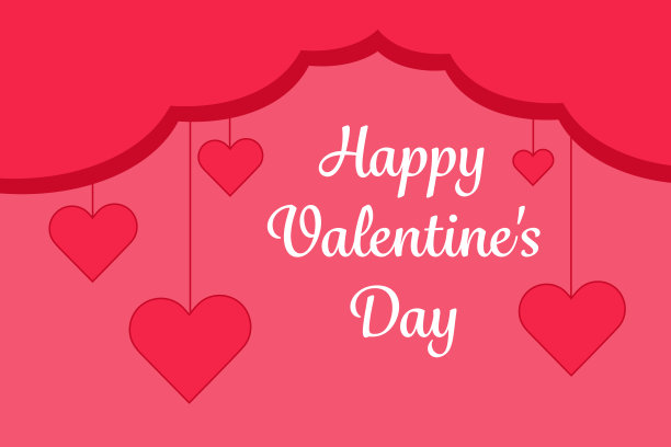 情人节快乐贺卡，红粉色心形设计图片下载