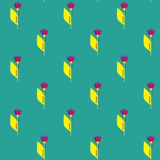 春季花卉无缝图案。简单的形状素描与自然主题。图片下载